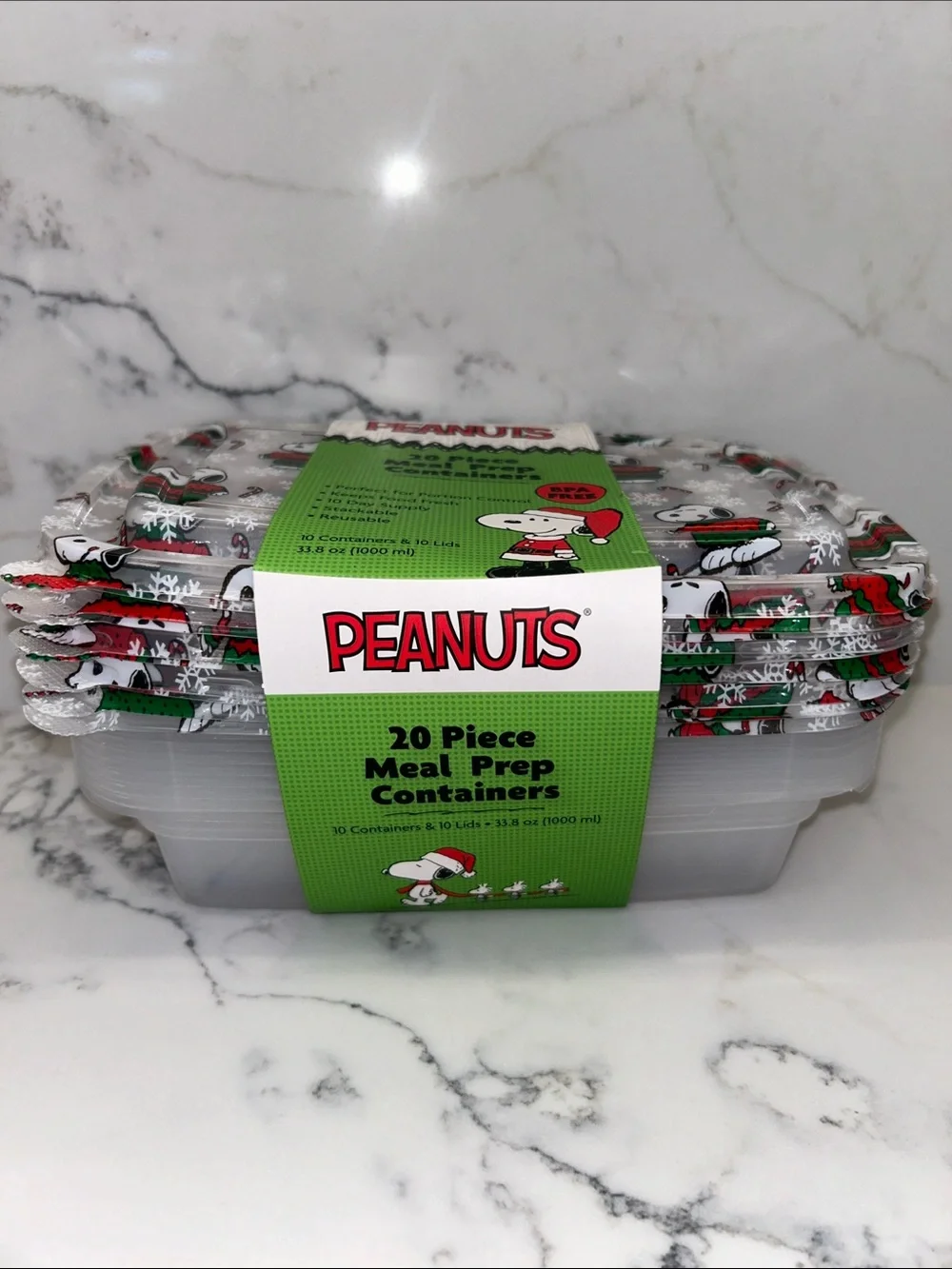 Peanuts Snoopy Christmas Sweater Weather Meal Prep Containers - 20 Pieces